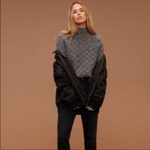 WILDRED FREE mical sweater Gray Mock Neck Textured boho chic